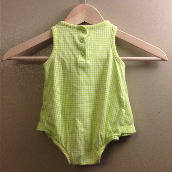 3t Carter's Girls Checked lemon-lime one piece - Picture 2 of 3